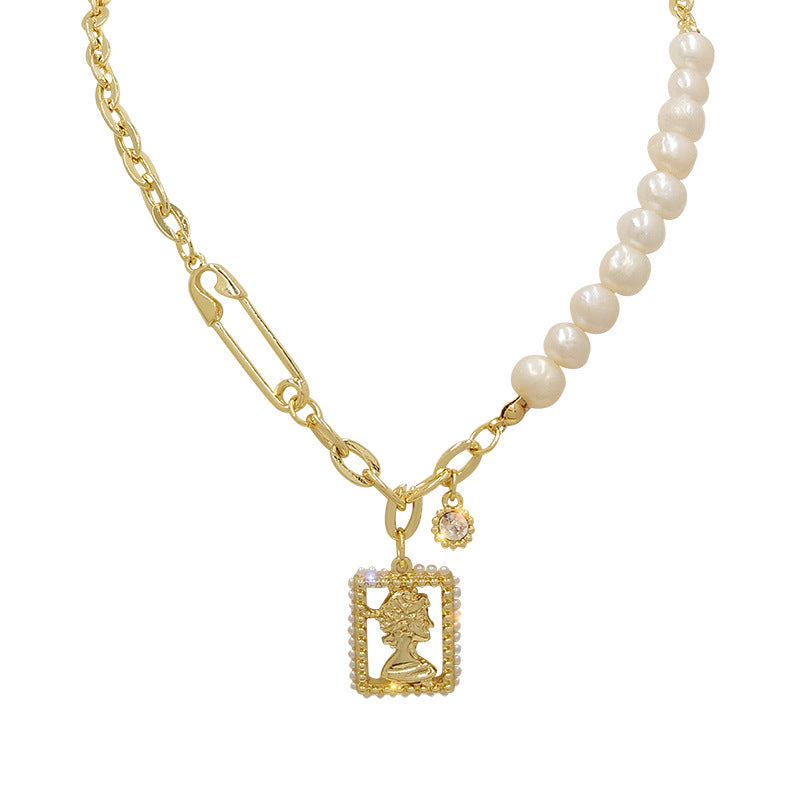 Baroque Freshwater Pearl Necklace Women's Accessories Avatar Clavicle Chain Light Luxury Niche Design Asymmetric Necklace