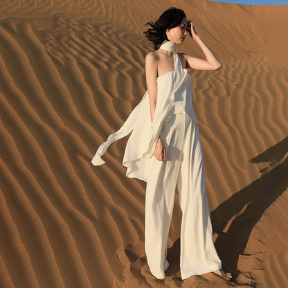High-Waisted Wide-Leg Beach Jumpsuit