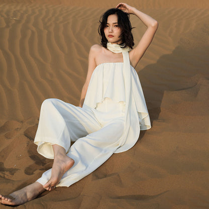 High-Waisted Wide-Leg Beach Jumpsuit